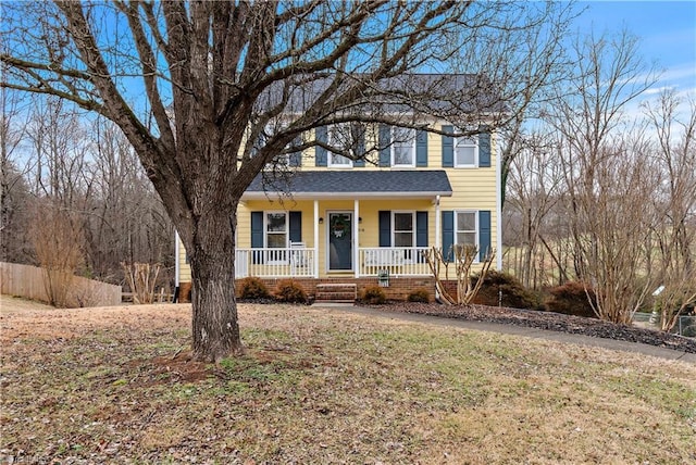 view of front of home featuring covered porch