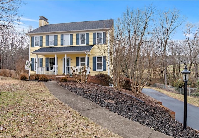 colonial house with covered porch