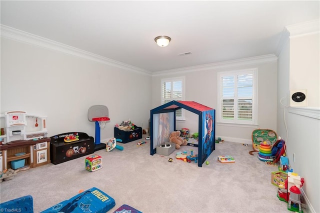 6006 Tanoak Ct, Stokesdale, NC 27357 - game room featuring ornamental molding, carpet, and baseboards