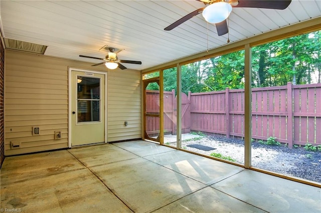3985 Valley Ct Unit B, Winston-Salem, NC 27106 - unfurnished sunroom featuring ceiling fan