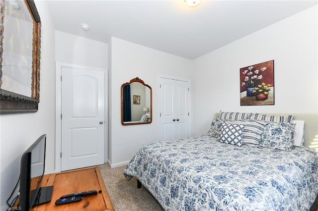 carpeted bedroom featuring a closet