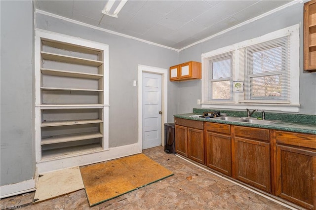 kitchen featuring sink and ornamental molding