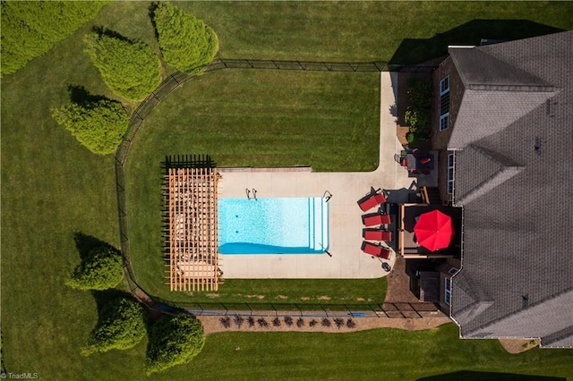 bird's eye view of a pool