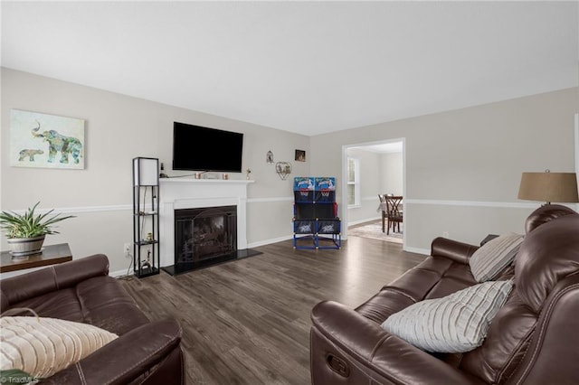 living room featuring dark hardwood / wood-style floors