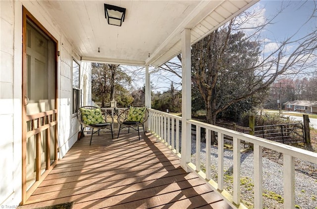 deck featuring a porch