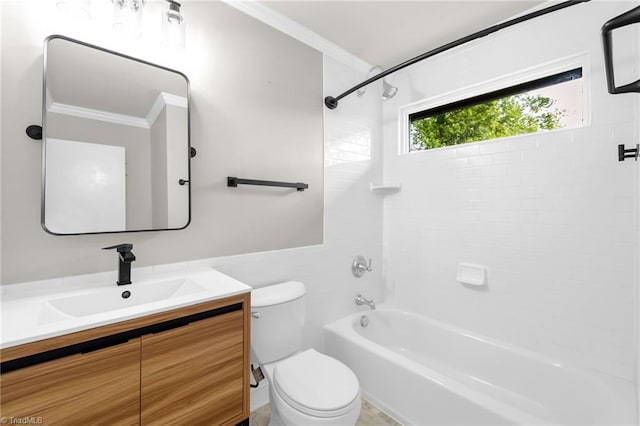 1508 Lafayette Ct, Greensboro, NC 27408 - full bath with toilet, vanity, bathtub / shower combination, crown molding, and tile walls