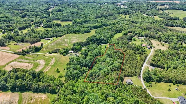 1134 Edwards Farm Rd, King, NC 27021 - overview of rural landscape featuring property boundaries highlighted and a heavily wooded area