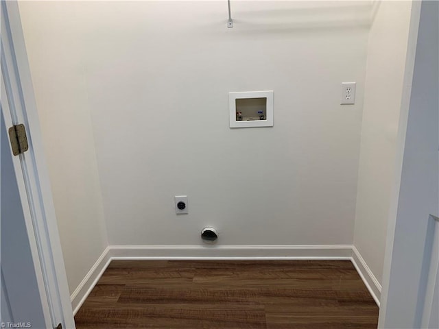 washroom with electric dryer hookup, baseboards, washer hookup, and laundry area