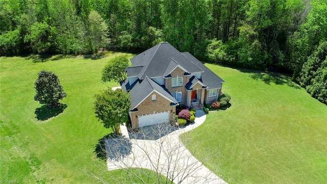 226 Marshview Cir, Angier, NC 27501 - birds eye view of property featuring a wooded view
