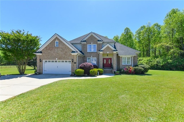 226 Marshview Cir, Angier, NC 27501 - craftsman inspired home with brick siding, a front lawn, and concrete driveway