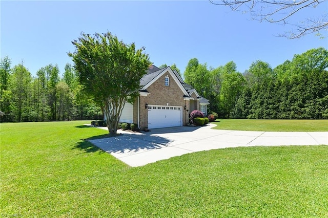 226 Marshview Cir, Angier, NC 27501 - view of front of property featuring driveway, brick siding, a front yard, and a garage
