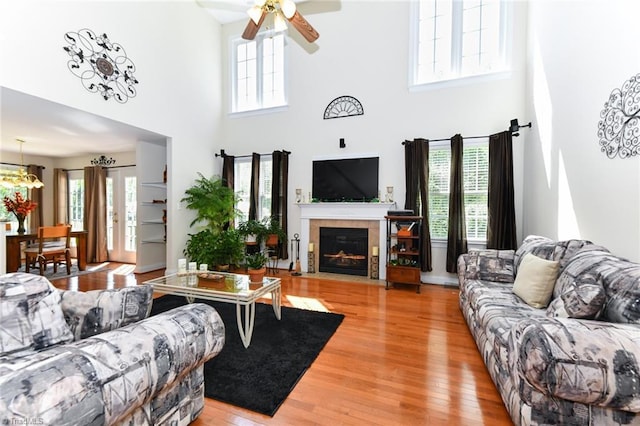 226 Marshview Cir, Angier, NC 27501 - living room with a high ceiling, a healthy amount of sunlight, and light wood finished floors