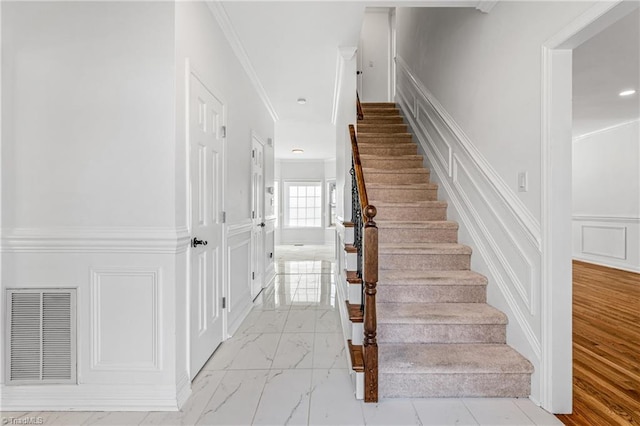 stairway with ornamental molding