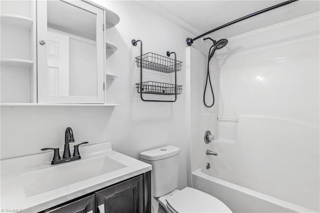 full bathroom with vanity, shower / bathtub combination, and toilet