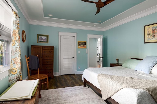 26 Vintage Ave, Winston-Salem, NC 27127 - bedroom featuring ornamental molding, baseboards, a ceiling fan, and wood finished floors