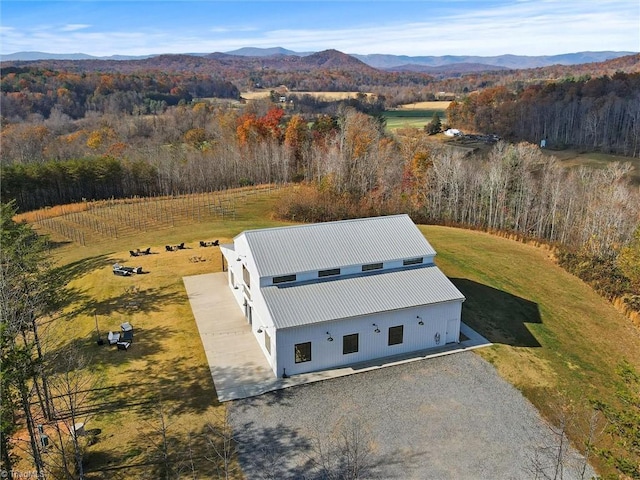 aerial view with a mountain view