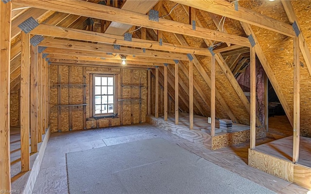 view of unfinished attic