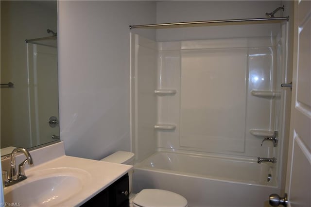 full bathroom with vanity, toilet, and shower / tub combination