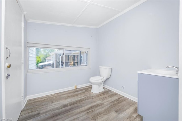 1414 E 3rd St, Winston-Salem, NC 27101 - bathroom featuring vanity, crown molding, and wood finished floors