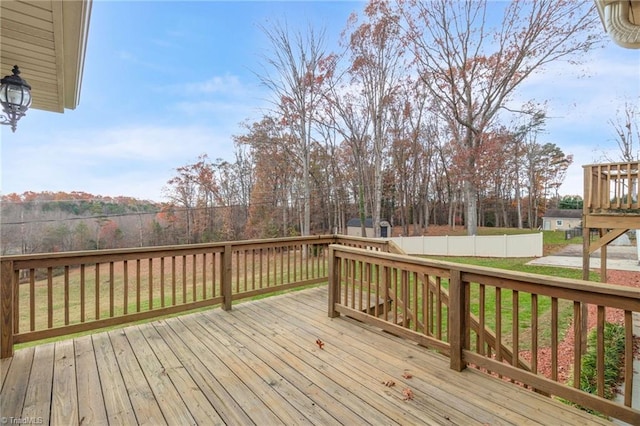 deck featuring a lawn