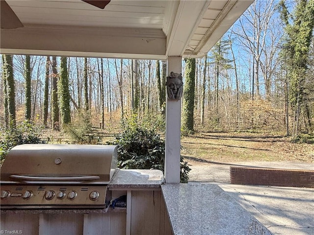 view of patio / terrace featuring an outdoor kitchen and a grill