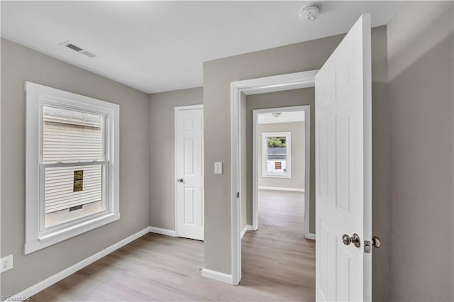 interior space with light hardwood / wood-style flooring