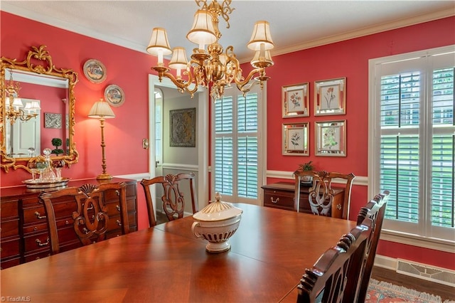 298 Duke Dr, Lexington, NC 27292 - dining room with a chandelier, plenty of natural light, and ornamental molding