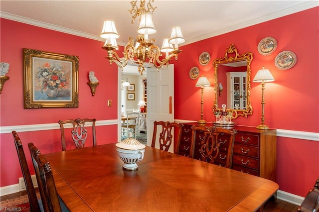 298 Duke Dr, Lexington, NC 27292 - dining area featuring ornamental molding and a chandelier