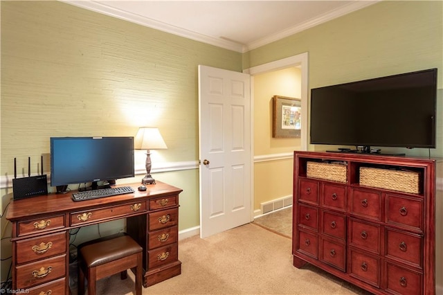 298 Duke Dr, Lexington, NC 27292 - office featuring light colored carpet, baseboards, and ornamental molding