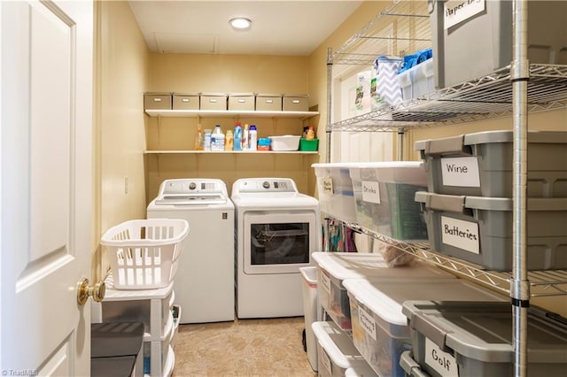 298 Duke Dr, Lexington, NC 27292 - washroom with separate washer and dryer and attic access