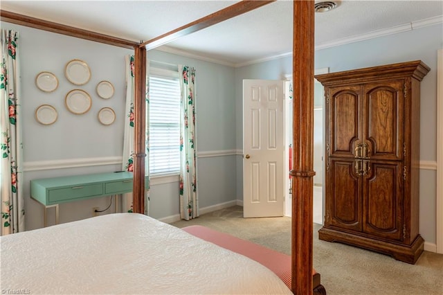 298 Duke Dr, Lexington, NC 27292 - bedroom featuring light carpet, ornamental molding, and baseboards