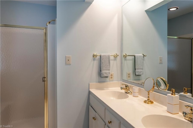 298 Duke Dr, Lexington, NC 27292 - full bathroom featuring a stall shower and double vanity