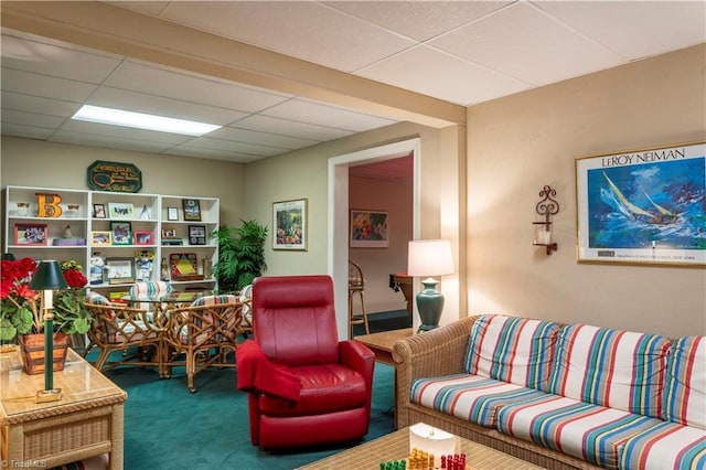 298 Duke Dr, Lexington, NC 27292 - living area with carpet and a drop ceiling
