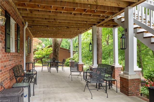 298 Duke Dr, Lexington, NC 27292 - view of patio with outdoor dining area and stairs