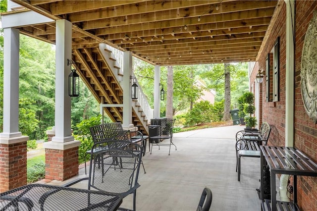 298 Duke Dr, Lexington, NC 27292 - view of patio / terrace featuring stairs and outdoor dining area