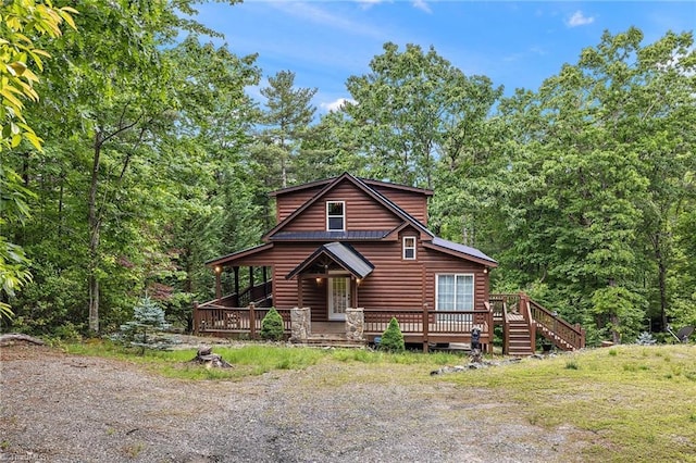 view of log home