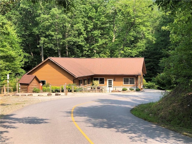 view of log home