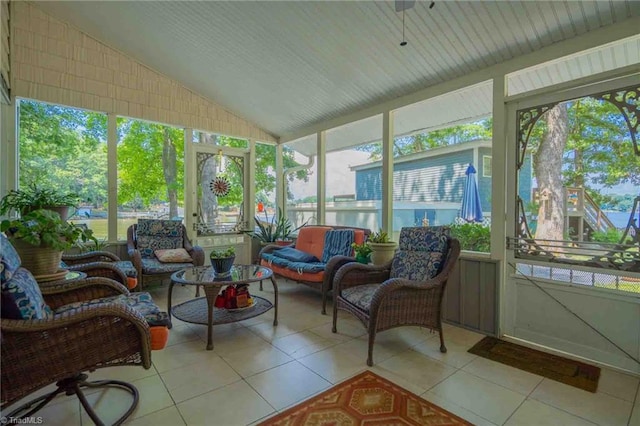 196 Watson Ln, Lexington, NC 27292 - sunroom with tile patterned flooring, plenty of natural light, and vaulted ceiling