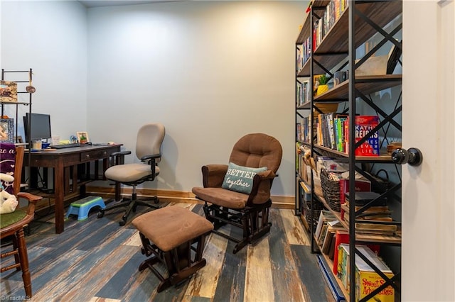 office area featuring hardwood / wood-style flooring