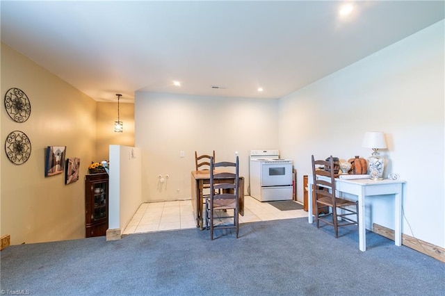 view of carpeted home office