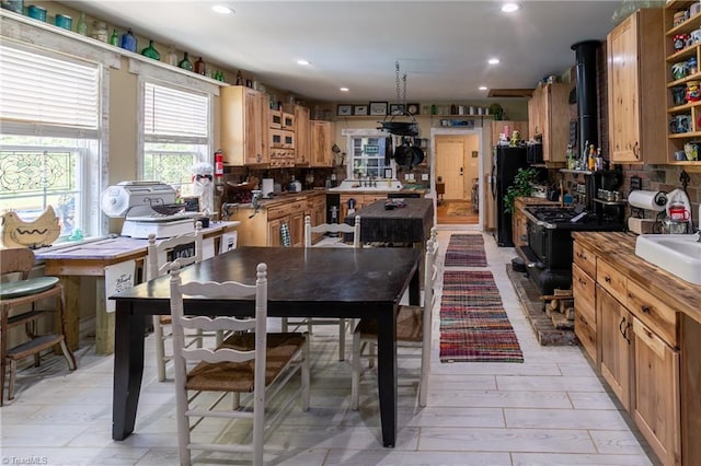 dining room featuring sink