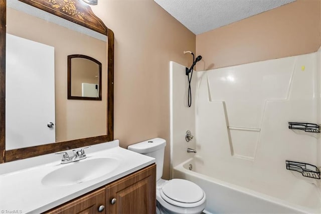 1115 Wachovia St, Winston-Salem, NC 27101 - full bathroom featuring toilet, shower / washtub combination, vanity, and a textured ceiling
