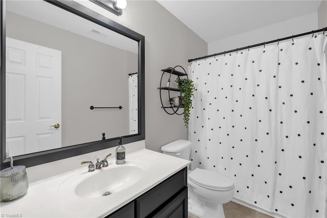 217 Oakmont Park Ct, Kernersville, NC 27284 - bathroom featuring vanity, tile patterned flooring, and curtained shower