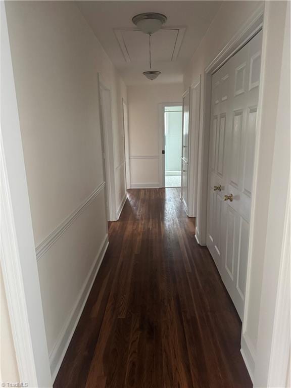 hallway featuring dark hardwood / wood-style floors