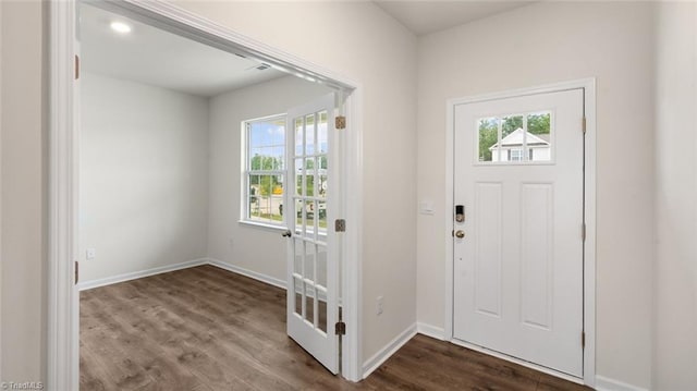 foyer entrance with wood-type flooring