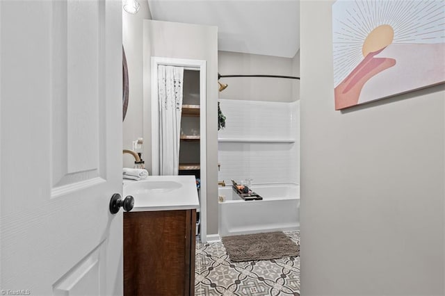 7517 NC Highway 62, Trinity, NC 27370 - full bath with vanity, bathtub / shower combination, and tile patterned floors
