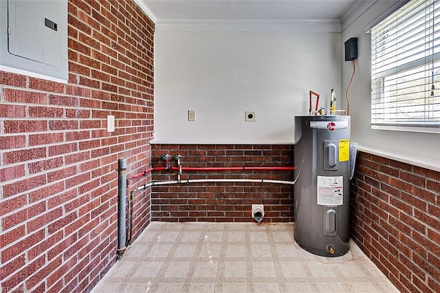 utility room with water heater and electric panel