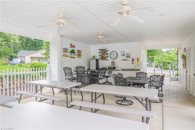130 W Brick Walk Ct, Mocksville, NC 27028 - view of patio / terrace with ceiling fan and outdoor dining area