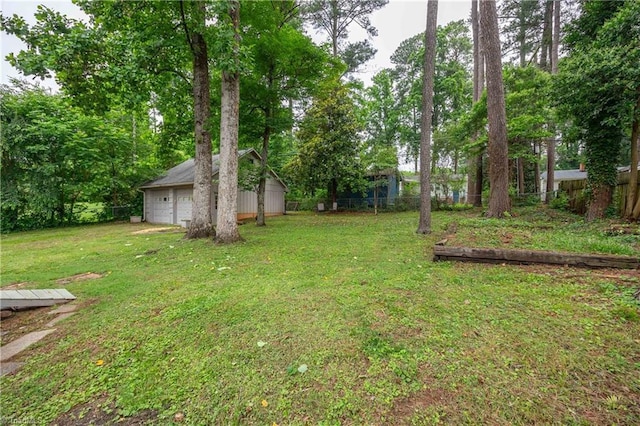2508 Netherwood Dr, Greensboro, NC 27408 - view of yard with an outdoor structure and a garage