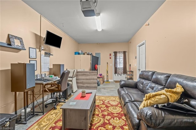 living room featuring carpet floors